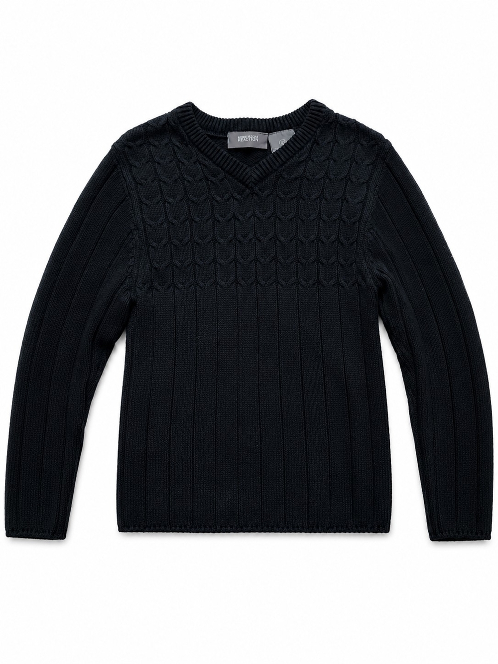 Kenneth Cole Reaction Kids Black Cable Knit Crew Sweater